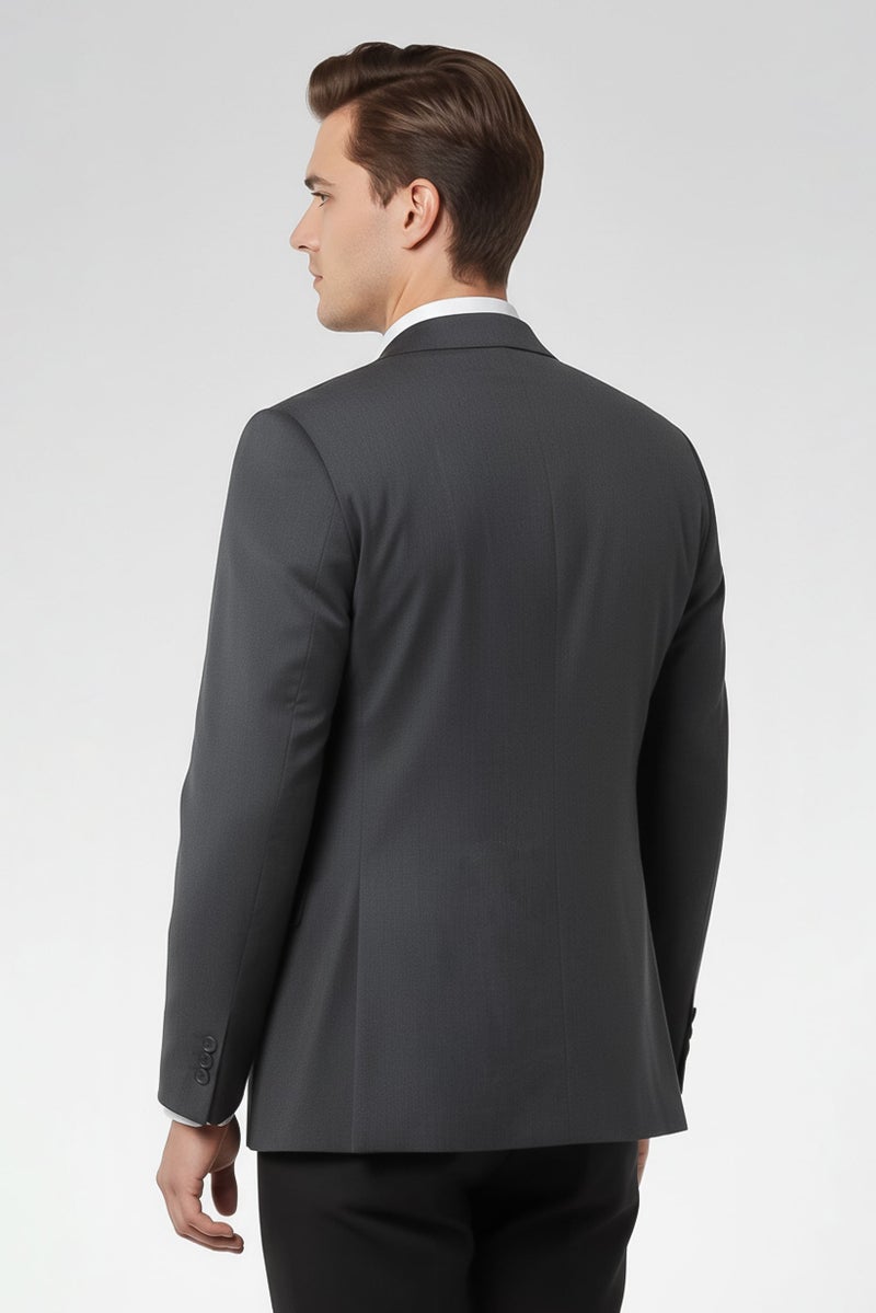 Hackett Men Regular Fit Solid Casual Blazers, Dark Grey - Image 3